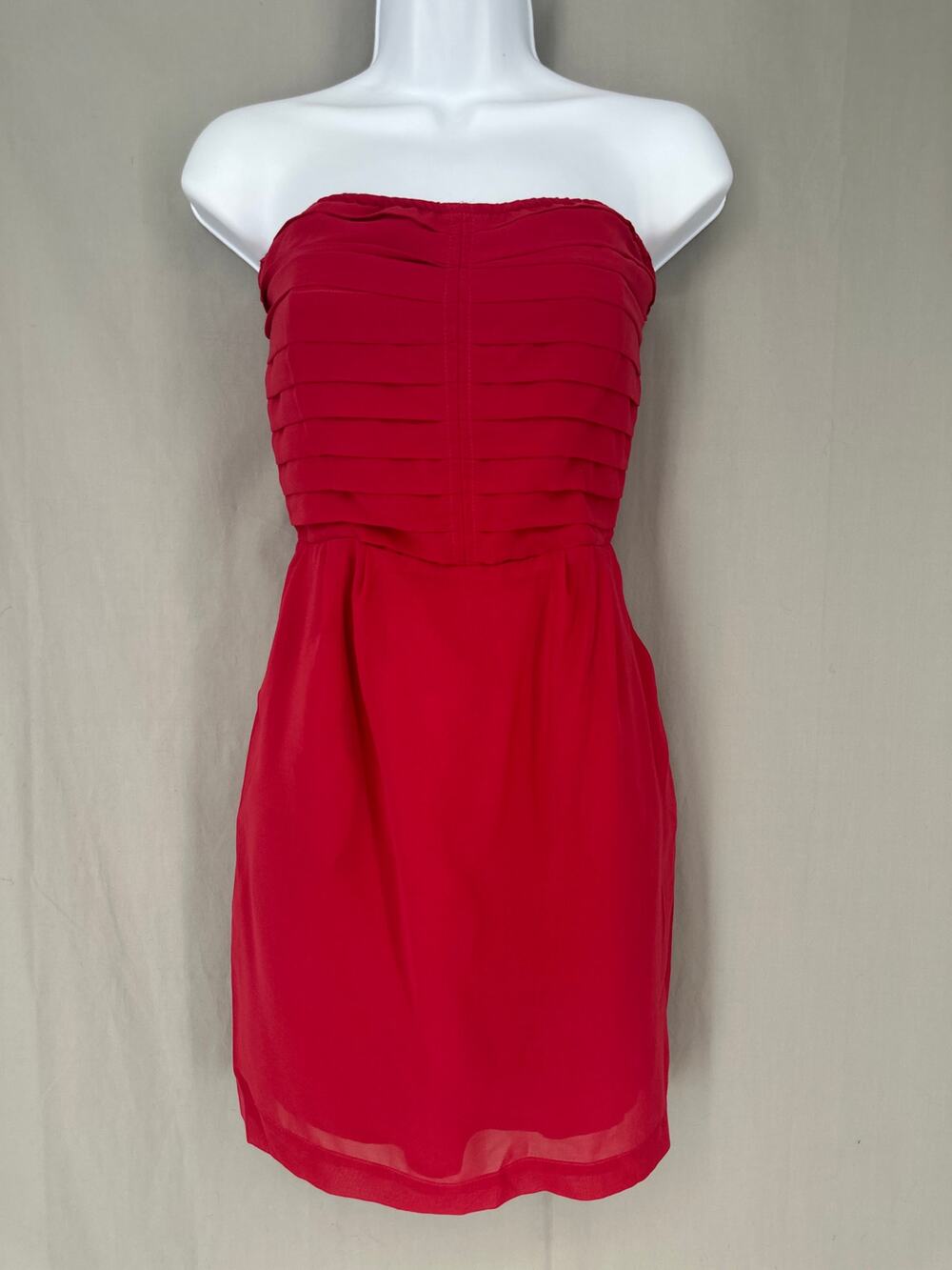 Y2K Vintage Dress Womens 4 Red Strapless Mini Party Event Homecoming 90s
